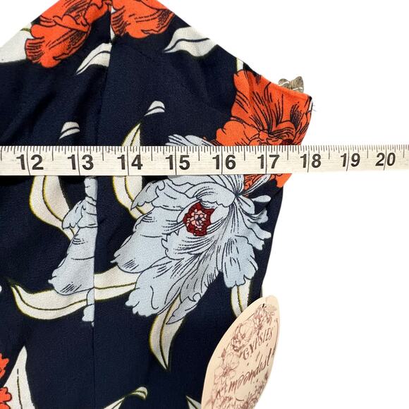 Gypsies & Moondust Jumpsuit XL Navy Blue Floral Lace Up Wide Leg Boho Resort NEW - Picture 6 of 16